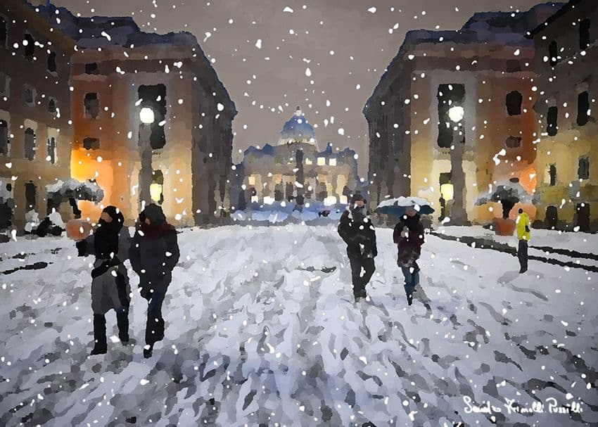 Neve a Roma - Stampa su carta fotografica - cm.70x50