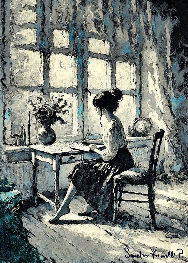 La romanziera - 2025 - Dipinto digitale su tela - cm. 50x70