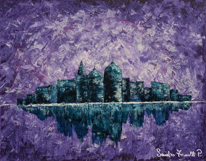 Venezia in viola - 2022 - Acrilico su tela - cm.40x50