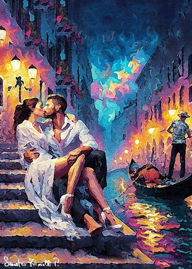 Crepuscolo veneziano - 2024 - Dipinto digitale stampato su tela - cm. 50x70